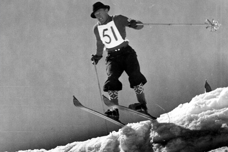 Old photo of ski jumper