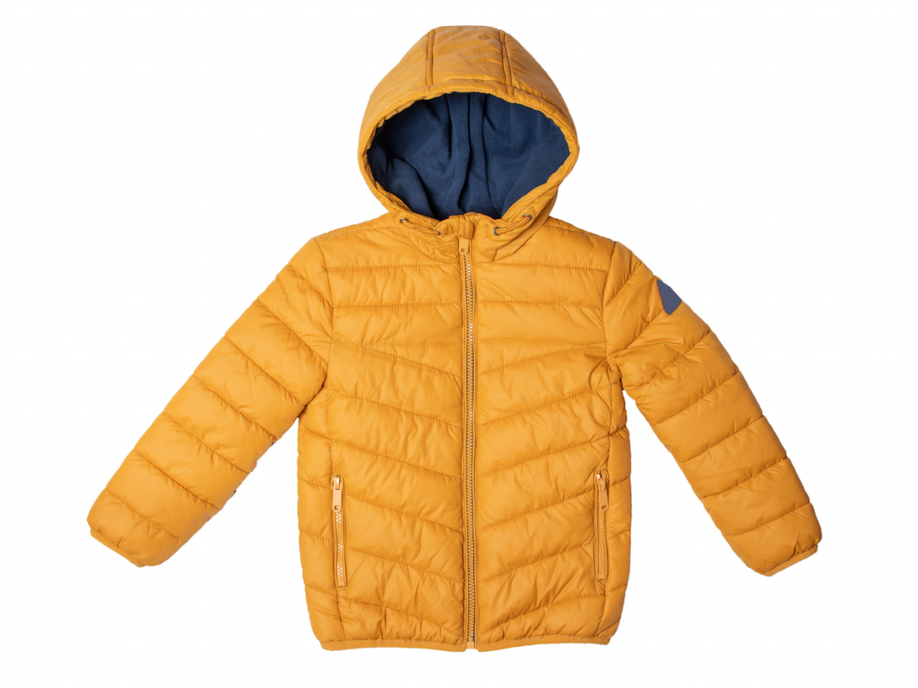 Yellow puffer jacket - layer for skiing